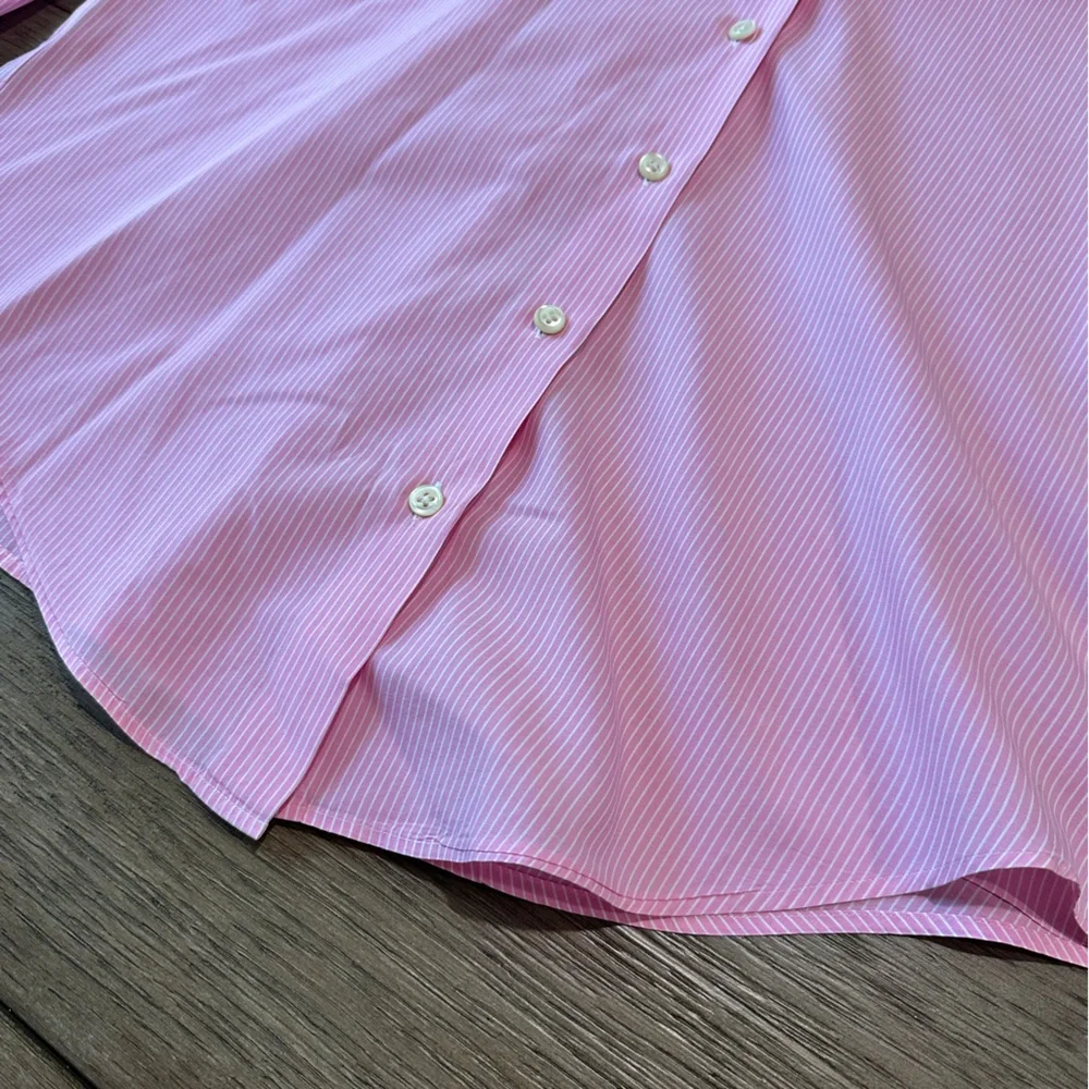 Lauren Ralph Lauren Petite 12 Classic Button Down Blouse Pink & White Striped - Picture 5 of 10